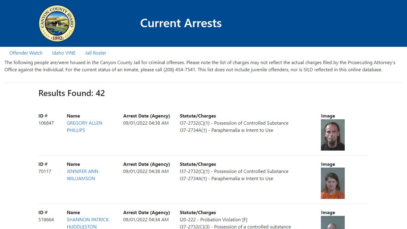 Current Arrests